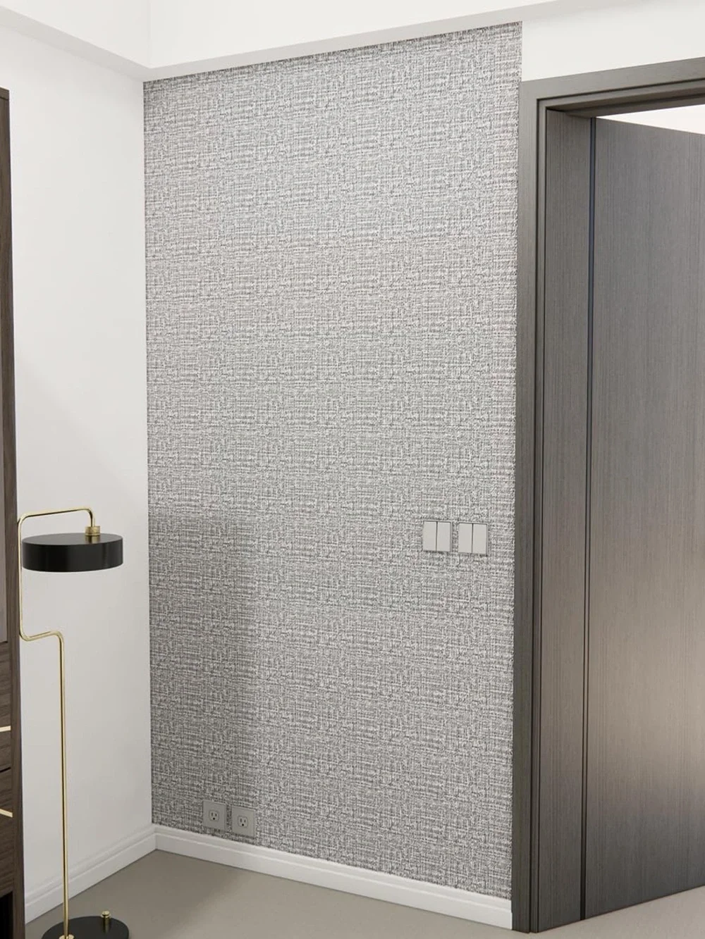 Neutral Gray Textured Vinyl Wallpaper - Subtle Linen Effect